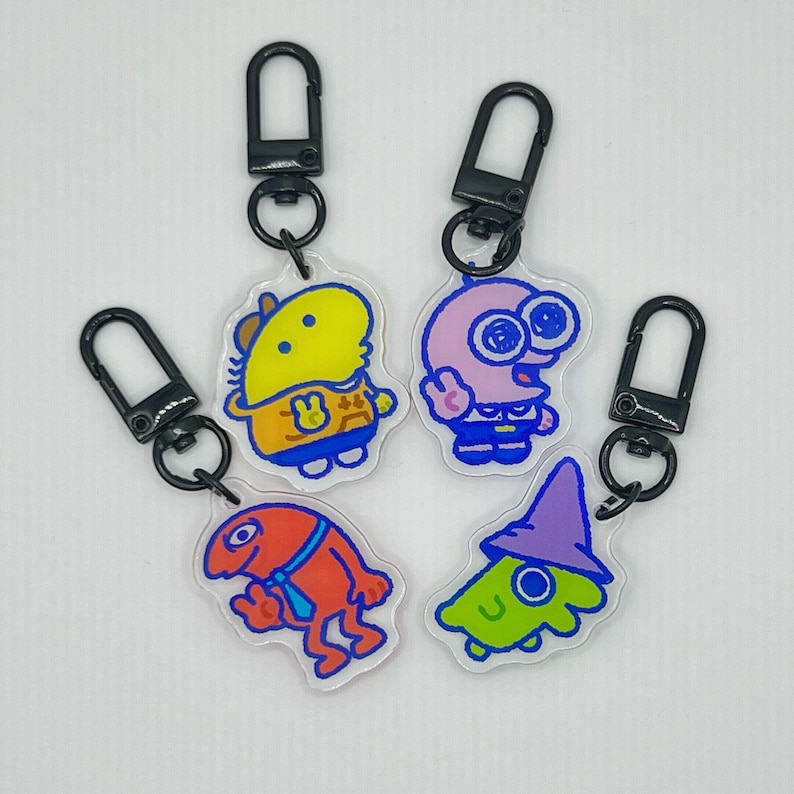 Smiling Friends Keychain Charm pim glep charlie allan image 1