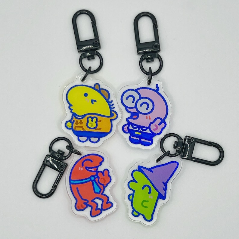 Smiling Friends Keychain Charm pim glep charlie allan image 2