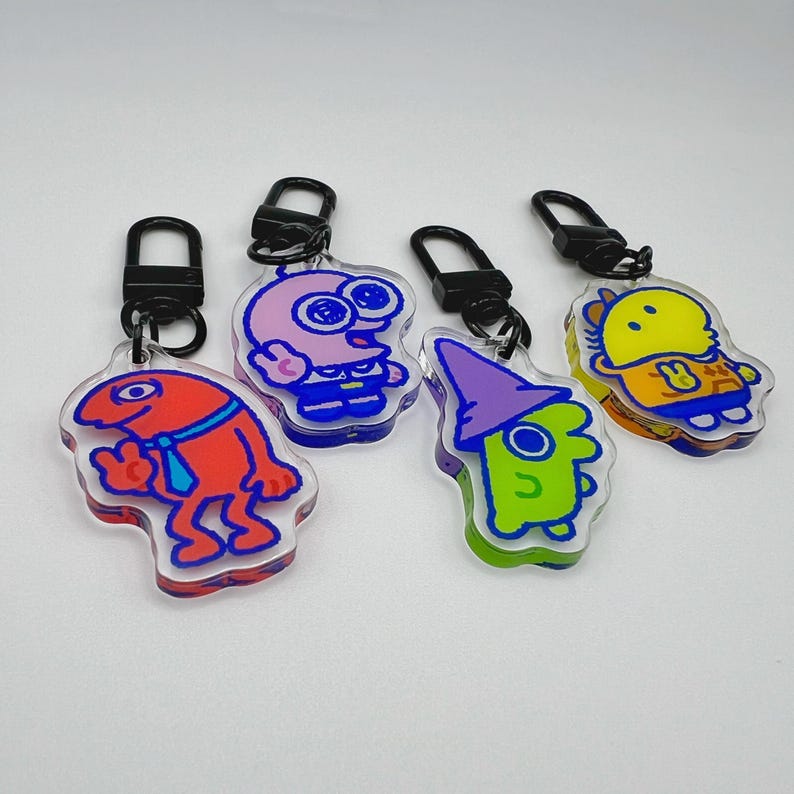 Smiling Friends Keychain Charm pim glep charlie allan image 3