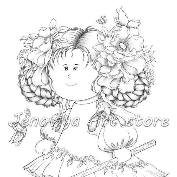 Adult coloring pages,Cutie dolls butterfly hunter Coloring PDF,Printable coloring,Coloring pages,Coloring for kids,Cute coloring, Cute gifts