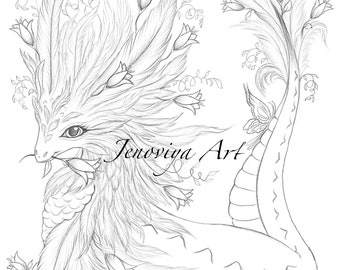Smaugfest coloring, earth dragon coloring page, fantasy character, pdf printable coloring page by Jenoviya Art