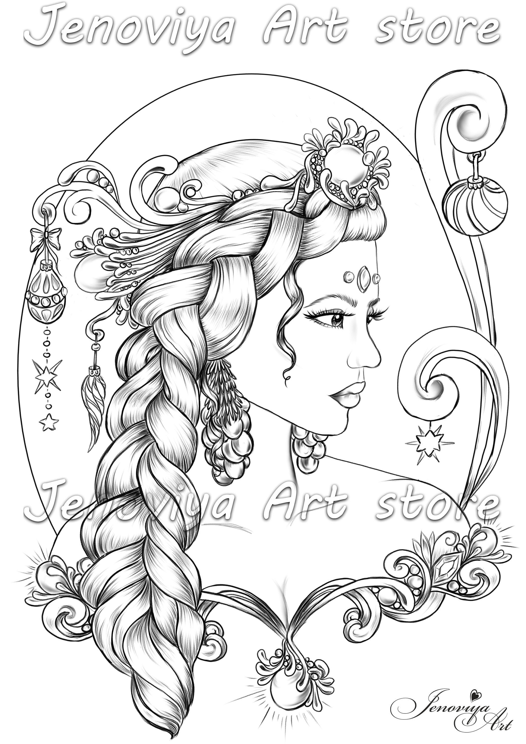 Download Coloring Sheet New Year Queen Colouring Page Printable Etsy