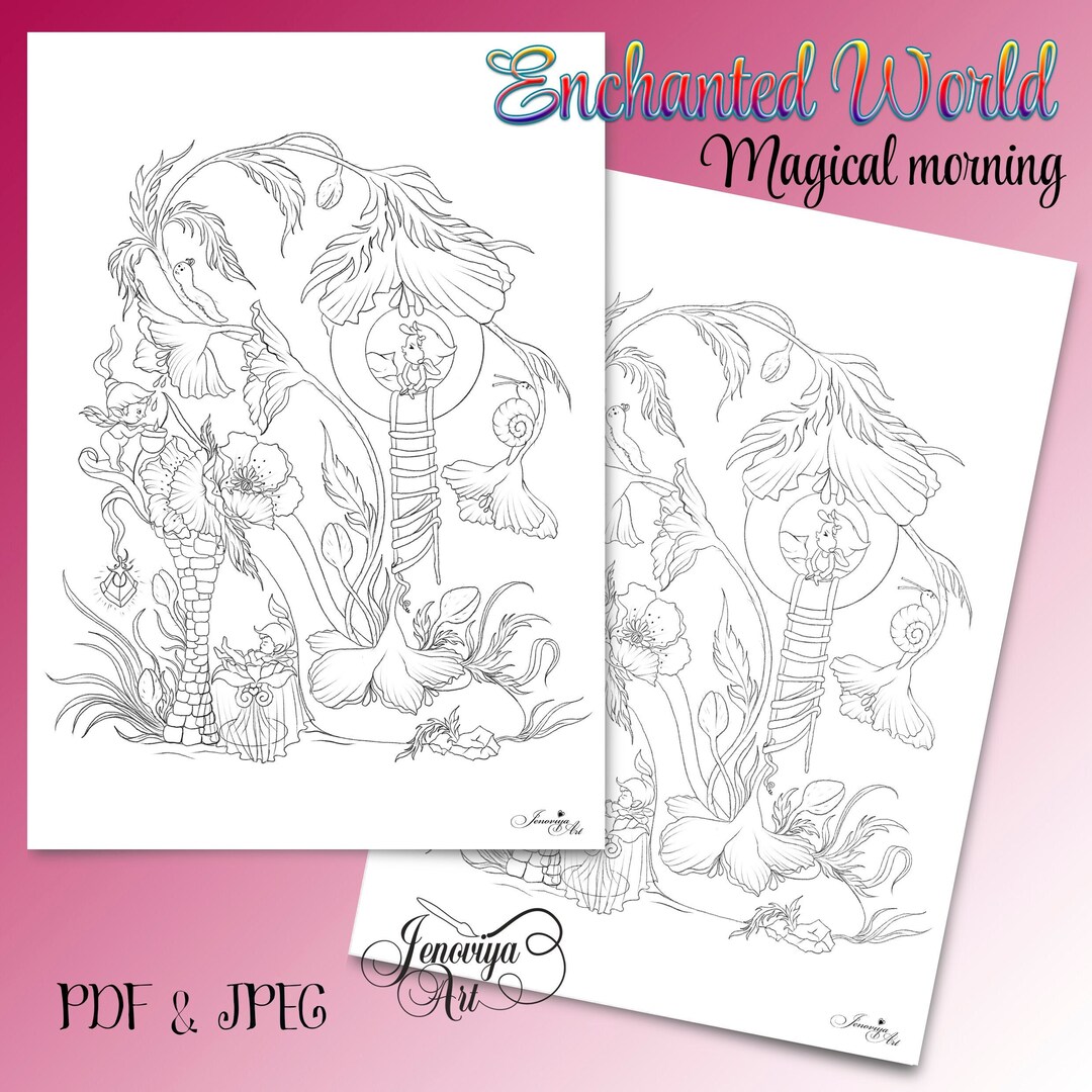 Magical Morning Colouring Page Printable Coloring Sheet Adult - Etsy