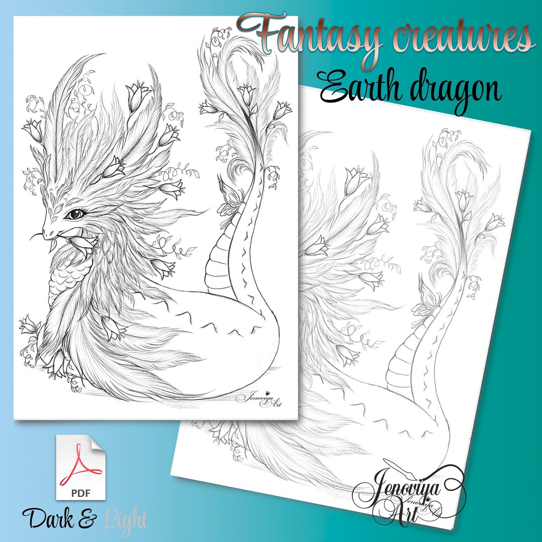 Smaugfest Coloring Earth Dragon Coloring Page Fantasy - Etsy