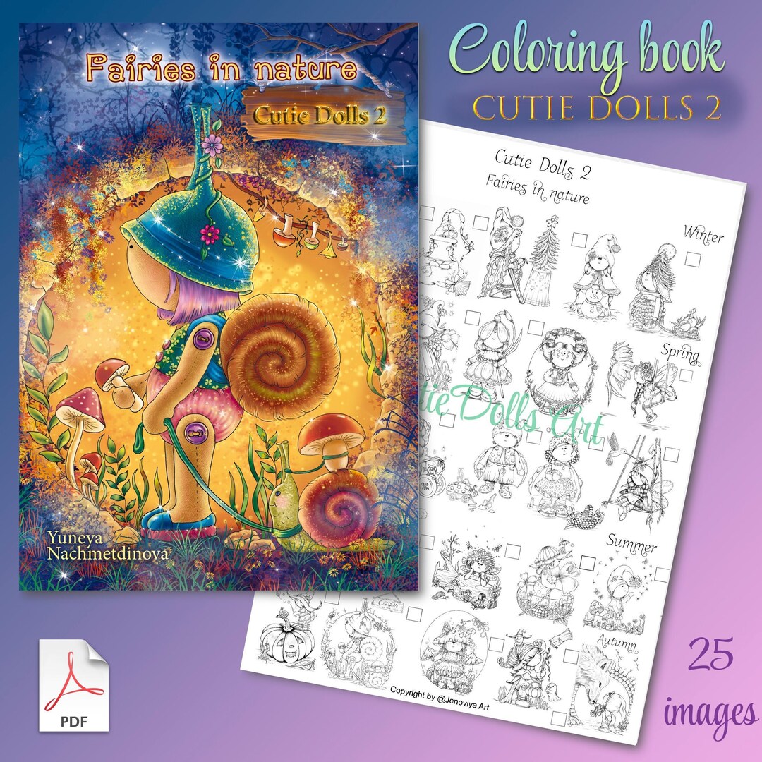 PDF Coloring Book, 25 Cute Illustrations,children's Books,gifts for ...