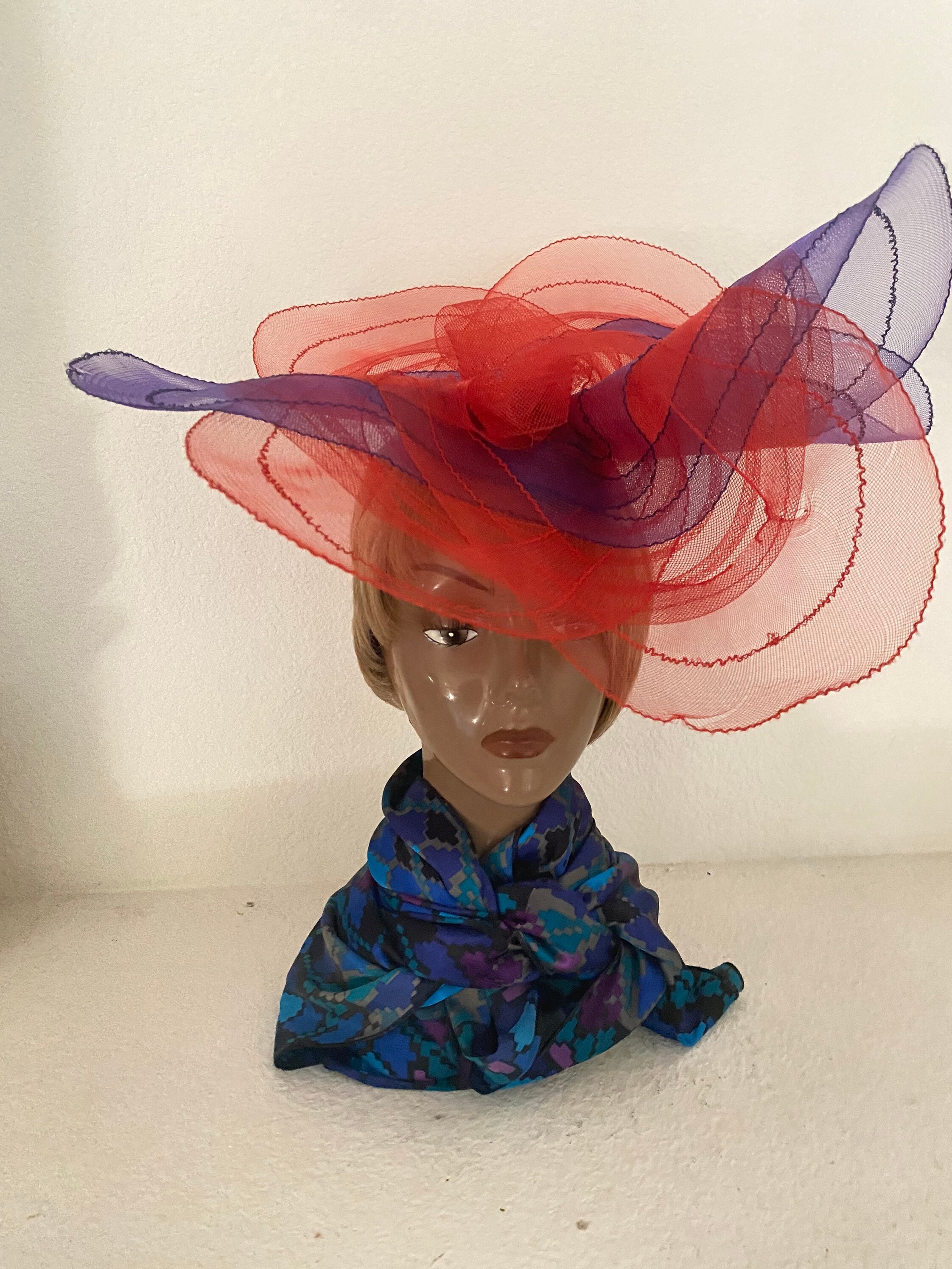 Red and Purple Weaved Fascinator - Etsy 