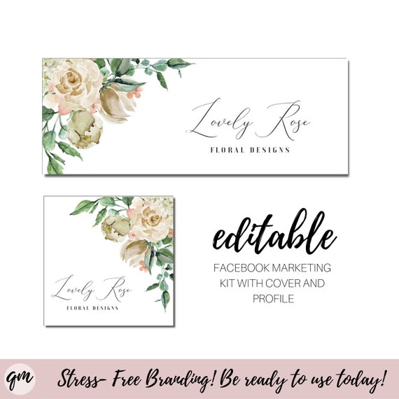 Diy Floral Facebook Cover Template Floral Facebook Banner Kit Etsy