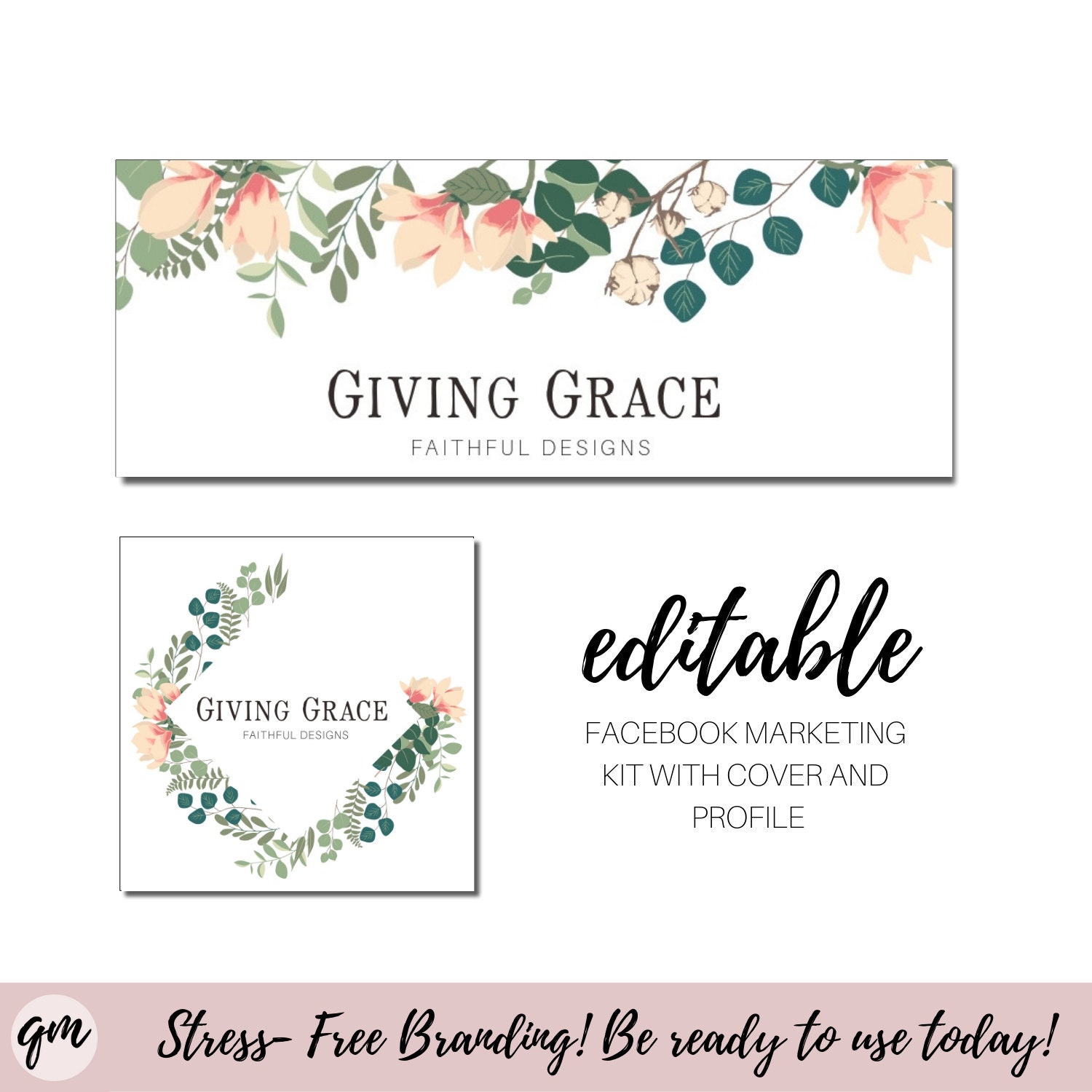 Editable Facebook Cover Floral Kit Diy Facebook Book Marketing Etsy Editable Facebook Cover Floral Kit Diy Facebook Book Marketing Etsy