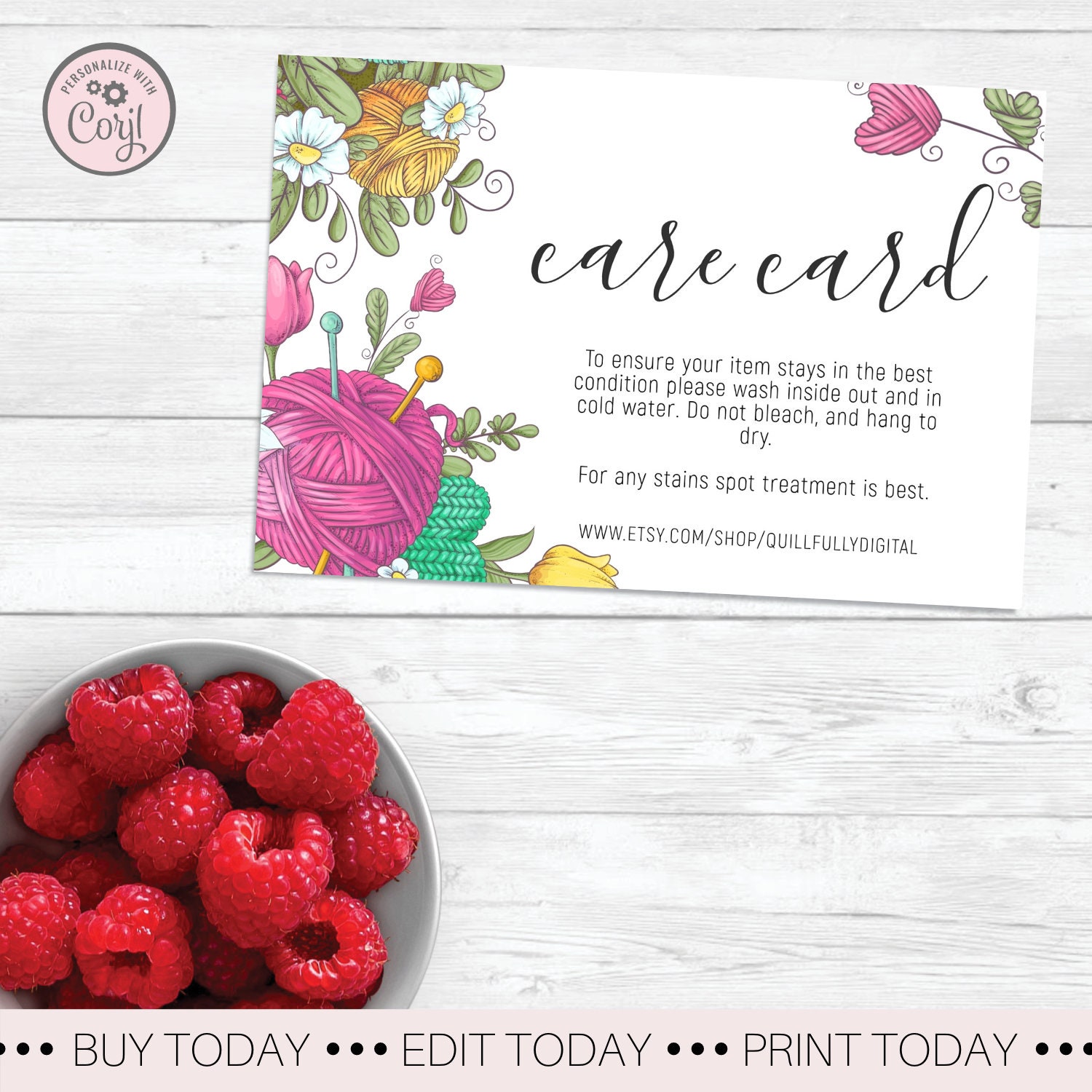 Instant Knitting Care Card Template Printable Knit Care Card | Etsy