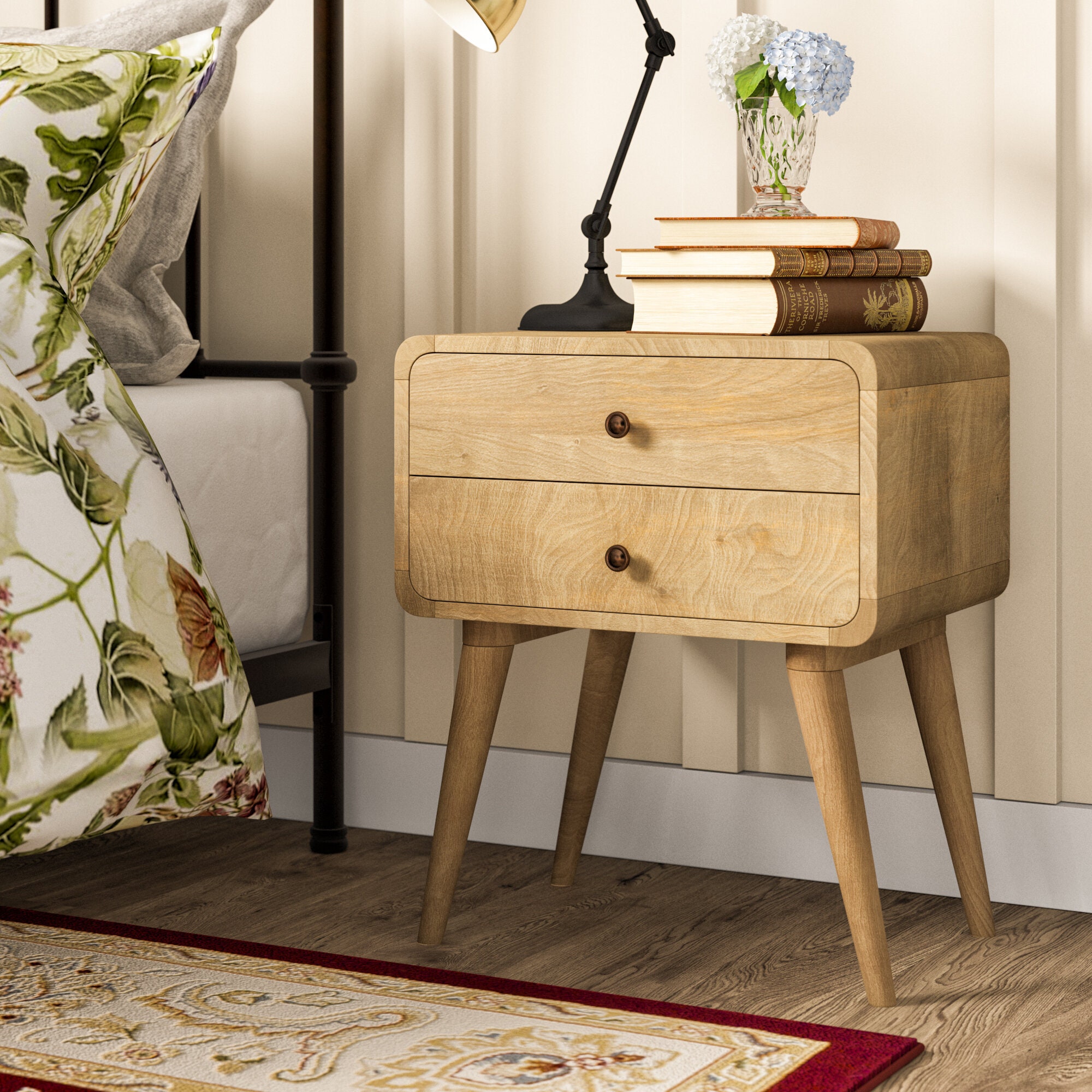 Scandinavian Style Bedside Table Nordic Nightstand Side Table Etsy