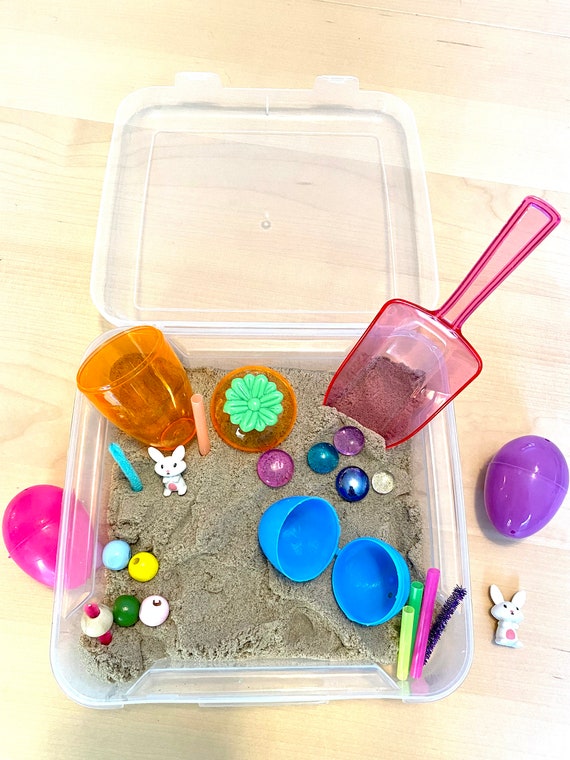 Easter Kinetic Sand sensory Bin 