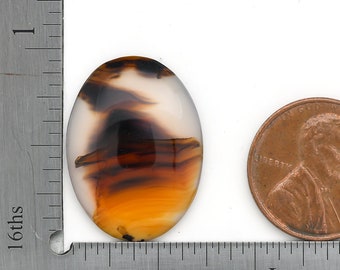 Montana Moss Agate Cabochon, Made In USA American Agate, Orange Transluscent Quartz Gemstone