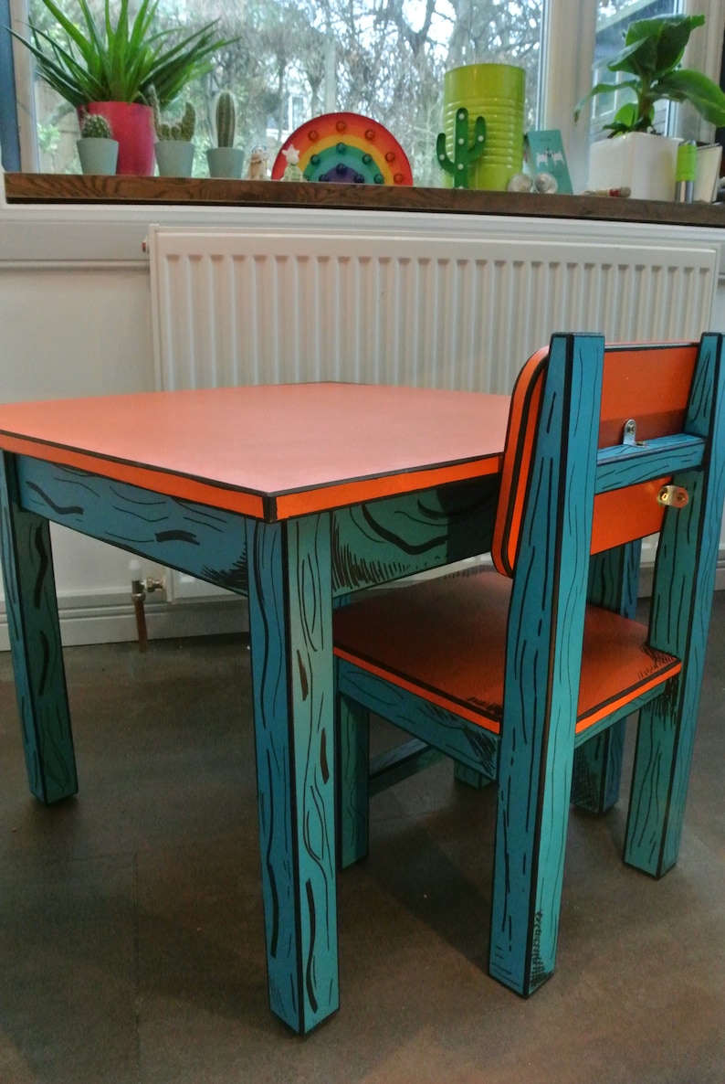 Hand Made Childrens Table and Chair Set, Kids Furniture, Wooden