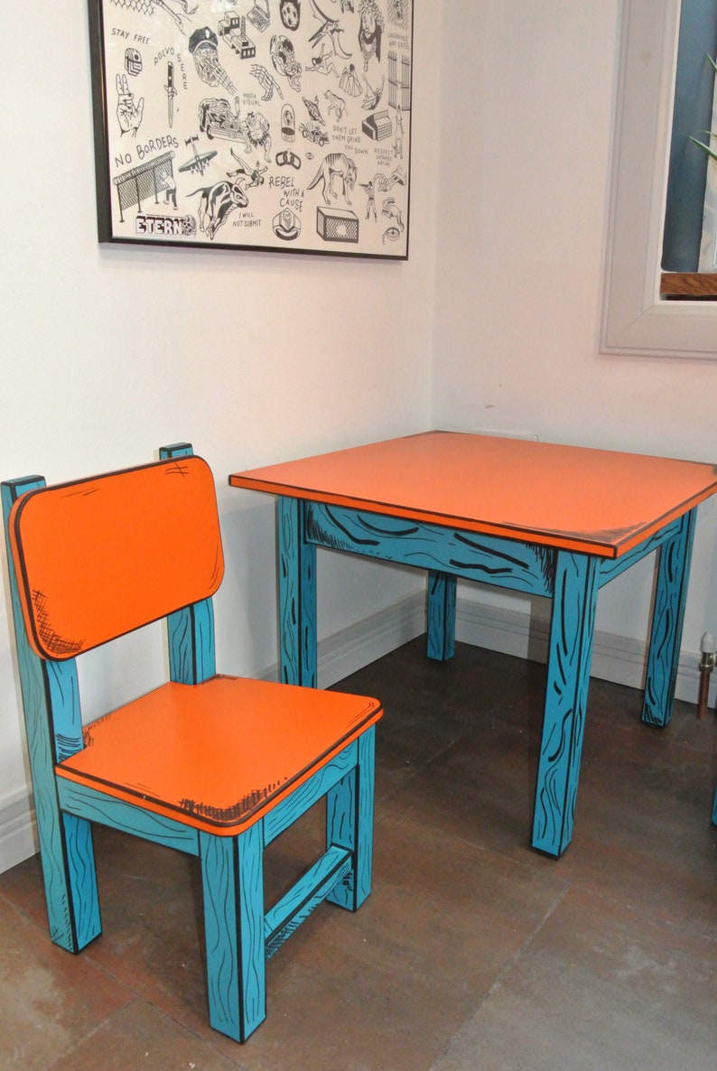 Hand Made Childrens Table and Chair Set, Kids Furniture, Wooden