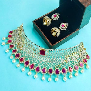 Indian bridal Cz choker Necklace By Asp Fashion