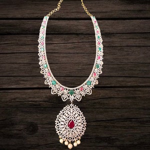 Diamond replica necklace with earrings pressing style back By Asp Fashion