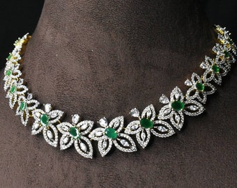 Indian Diamond Replica Necklace/American Diamond Necklace/Cz Necklace/Indian jewelry/Wedding jewelry/Pakistani jewelry/Diamond jewelry/by