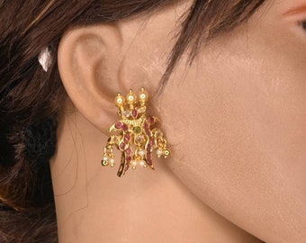 Indian kempu stones handmade screwback studs earrings By Asp Fashion