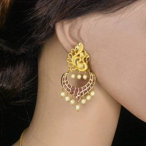 Indian real kemp polki screw back earrings By Asp Fashion