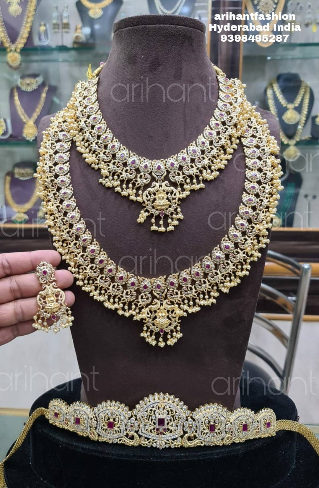 Most beautiful uncut diamond gold finished bridal set Etsy