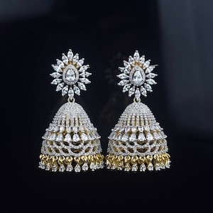 Vergoldete amerikanische Diamant Jhumka Ohrringe