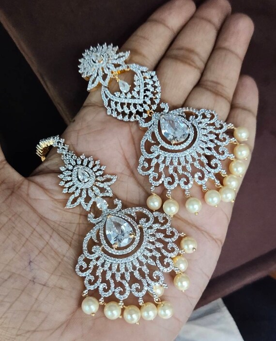 Arihant Bridal Collar Choker Necklace Set with Earrings in American Diamonds,Ruby's \u0026 Emeralds (1gm Gold)-Indian Wedding Jewelry
