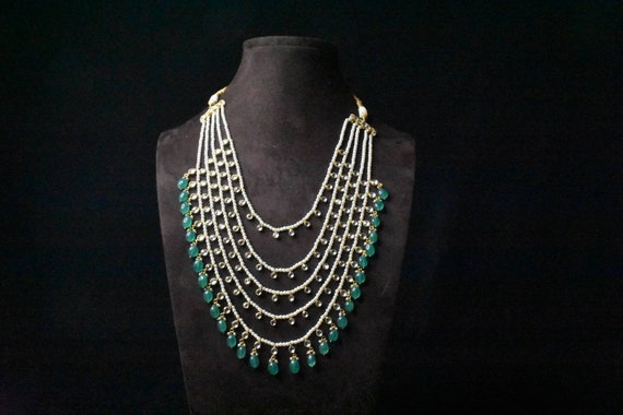 Pearls Polki Panchlada Set Maharaani Set Pearls Step Har Rani Har Wedding Necklace Wedding jewelry Pakistani jewelry Hyderabadi Jewelry