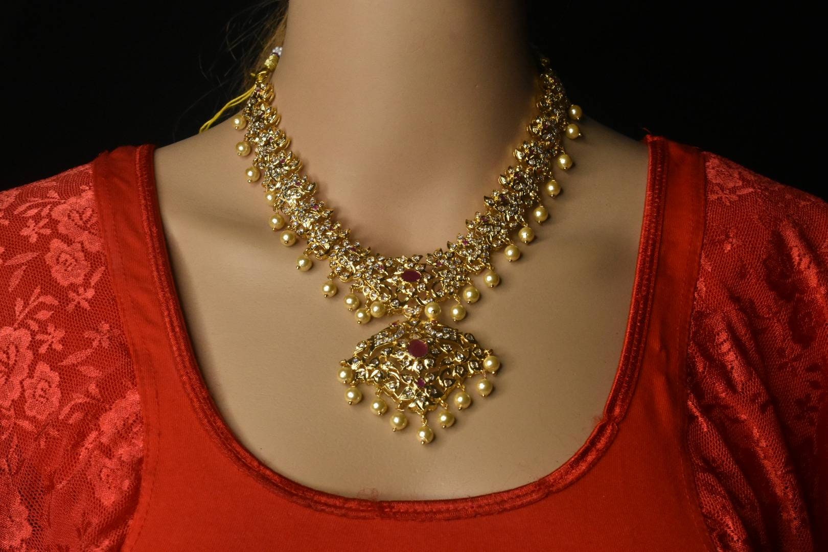 Beautiful Gold Replica Uncut Diamond Necklace by Asp Fashion