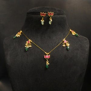 Jadau Kundan Invisible Necklace Set - 24K Gold Plated image 2
