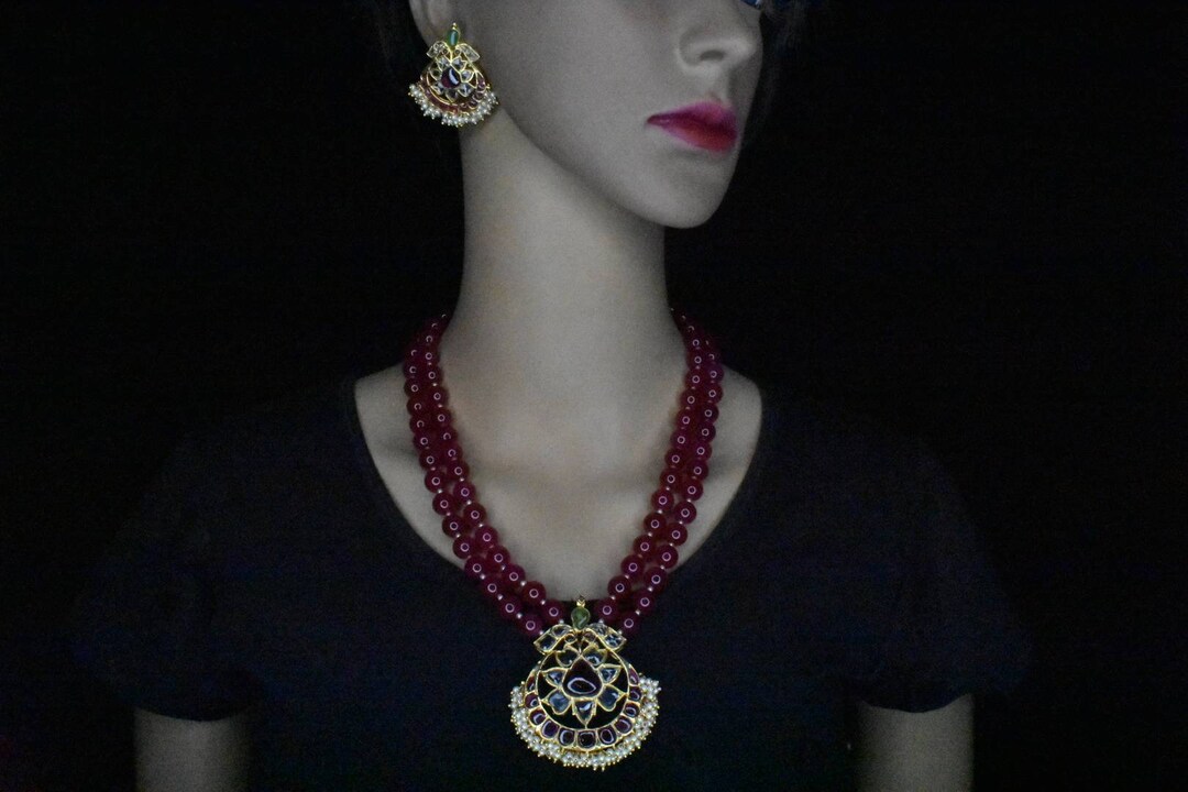 Ruby Set India Buy Indian Handmade Ruby Pendent Set With Ruby Beads. by Asp Fashion ...