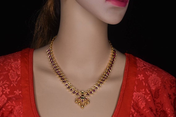 Arihant Kempu Necklace Se - Etsy