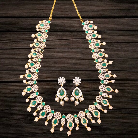 Diamond Replica Long Necklace With Earrings /cz Necklace Diamond Replica Long Necklace With Earrings /cz Necklace