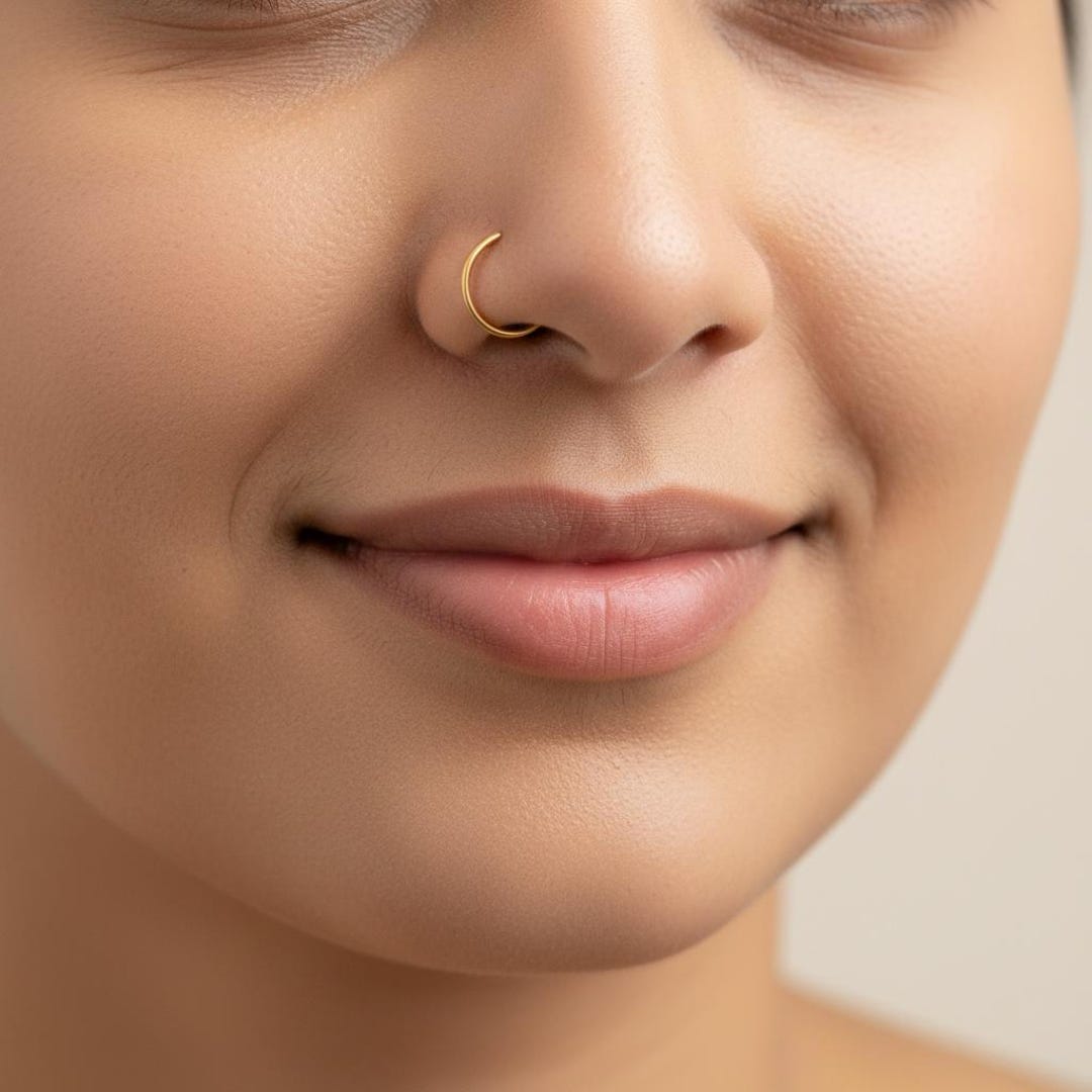 18K Gold Ultra-thin Band Nose Ring - Contemporary - Etsy