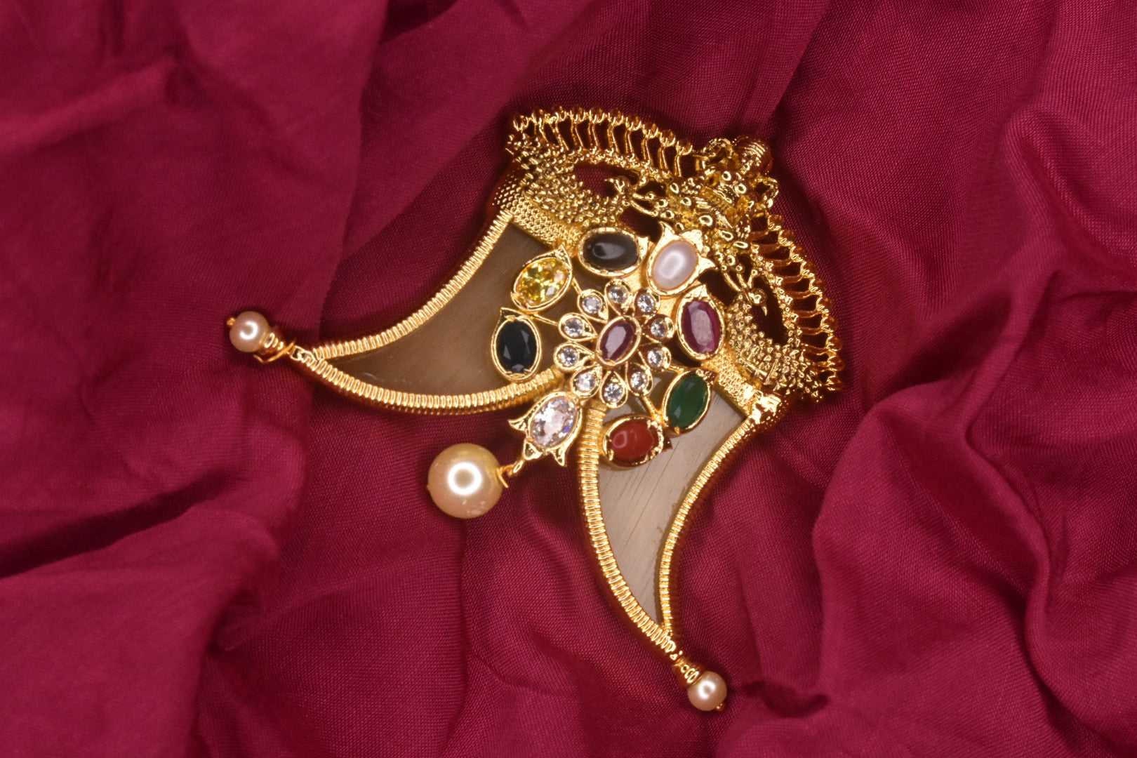 One Gram Gold Navratna Puligoru Pendent Etsy Australia