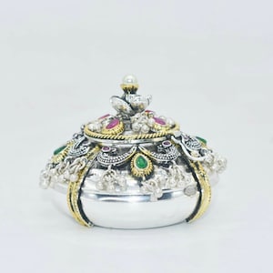 Indian Silver &Gold Plated Kumkumbox/Sindoorbox/Sindoor dani/Gift For Aniversry/Indian jewelry By Asp Fashion