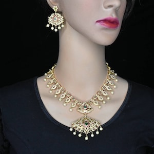 Indian  gold plated necklace with earrings By Asp Fashion