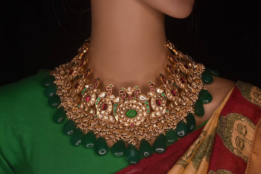 Jadau kundan temple choker main image 0