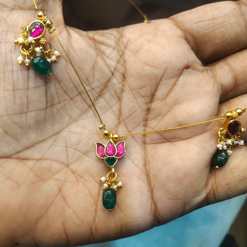 Jadau Kundan Invisible Necklace Set - 24K Gold Plated image 3