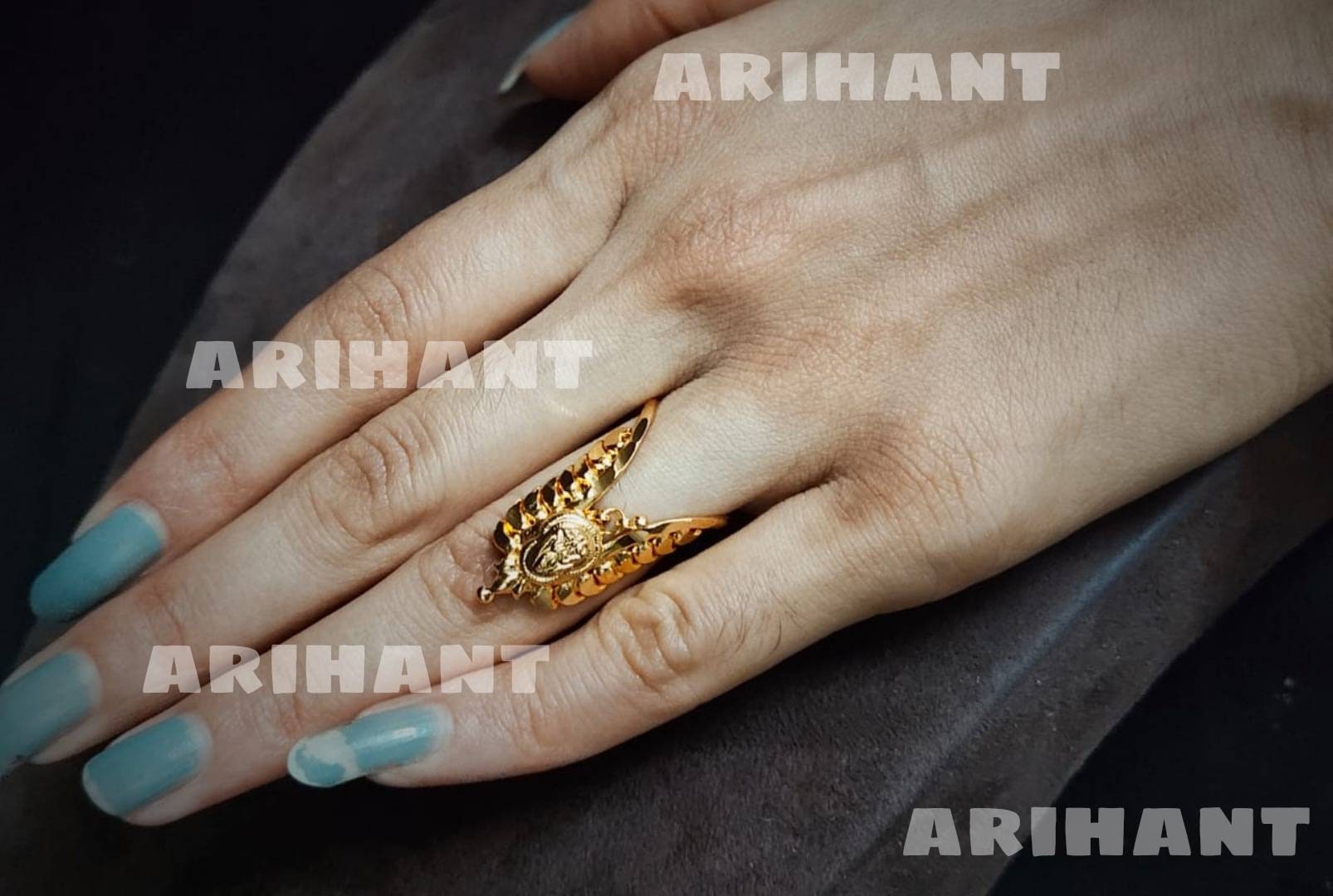 22K Gold Vanki Ring With Cz & Color Stones - 235-GVR367 in 5.400 Grams