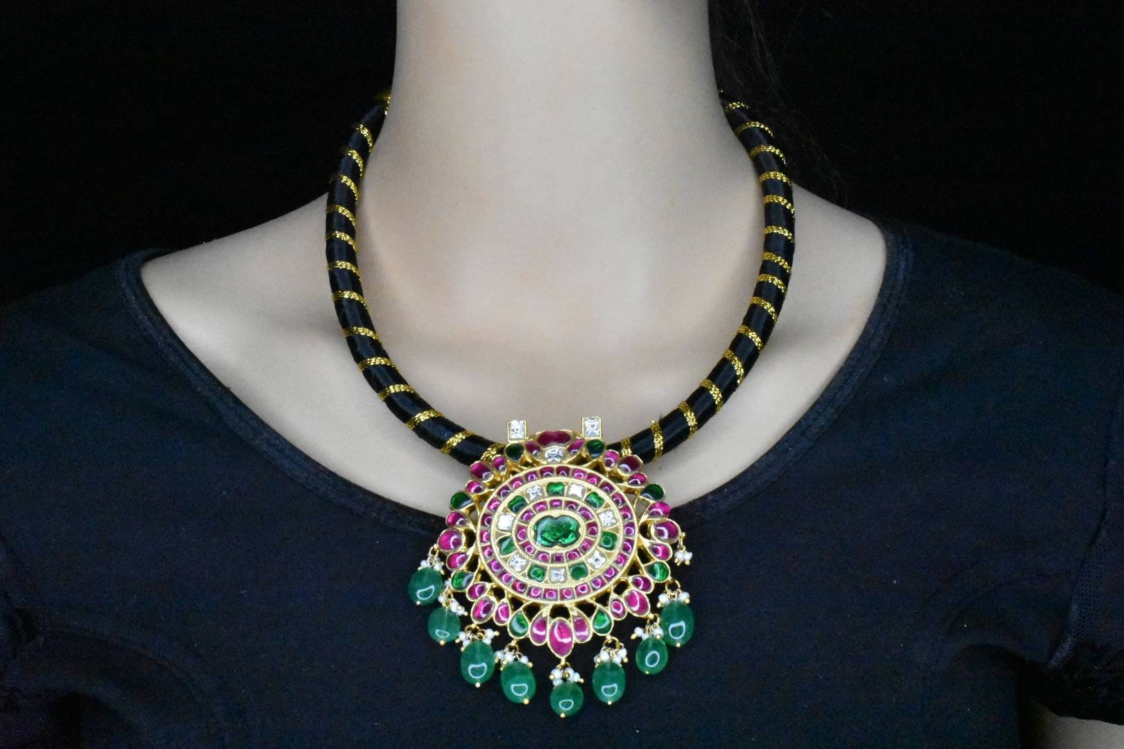 Hand Made Black Thread Choker Necklace 