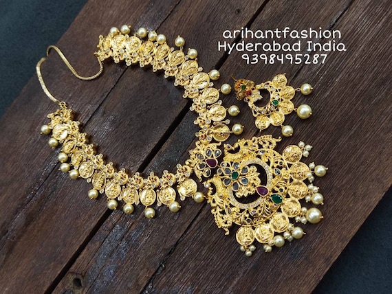 Gold Replica Lakshmi Kasu Necklace 