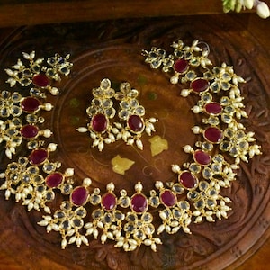 Polki &Ruby Emrald Guttapusalu Necklace Set By Asp Fashion Jewellery