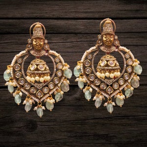 Victorian Moissanite Polki Chandbali Earrings By Asp Fashion Jewellery