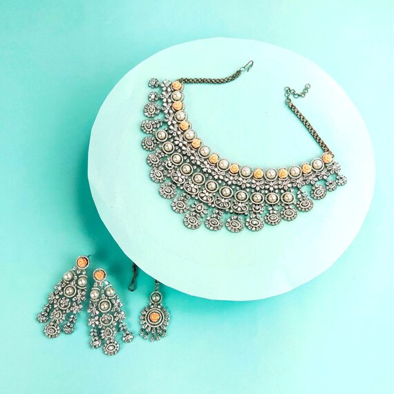 Buy Designer Stylish American Diamonds Grand Necklace Set by Asp