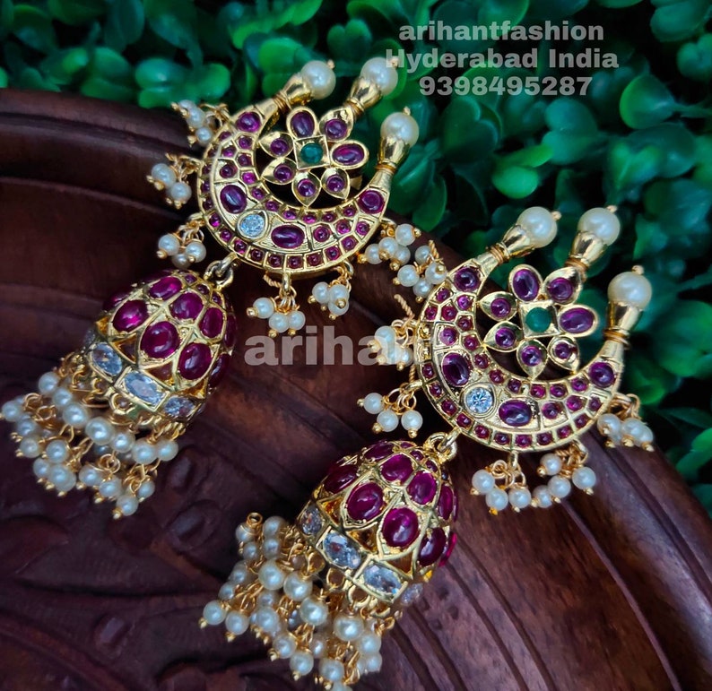 Beautiful real kempu earrings with pressing style back