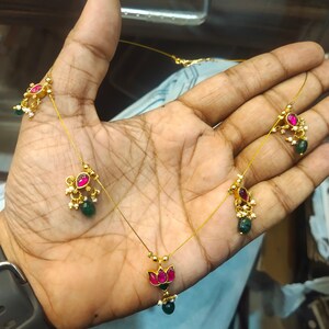 Jadau Kundan Invisible Necklace Set - 24K Gold Plated image 6