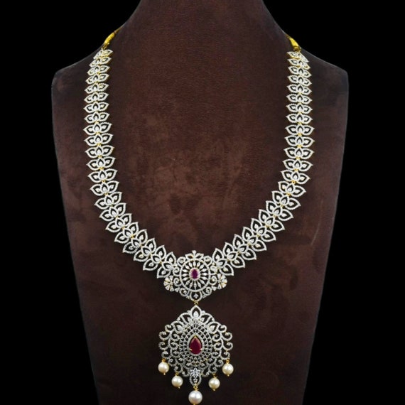American diamond long necklace deals