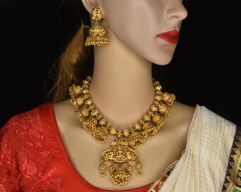 Matte Gold Goddess Lakshmi Choker 