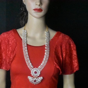 Indian   diamond replica long haram with  earings pressing style By Asp Fashion