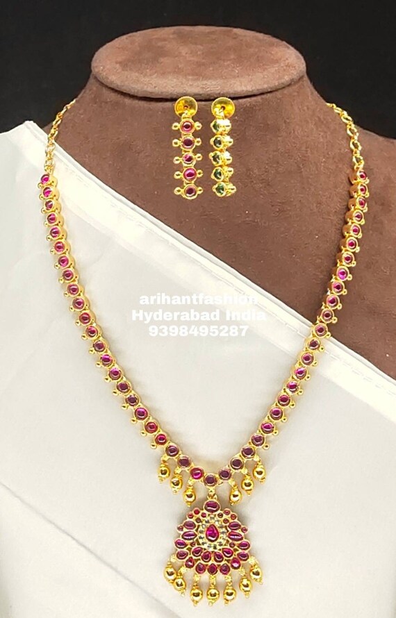 Kempu necklace gold deals